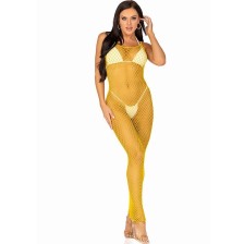 LEG AVENUE - VESTIDO LONGO NET AMARELO TAMANHO ÚNICO