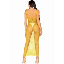 LEG AVENUE - LONG NET DRESS YELLOW ONE SIZE