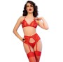 CHILIROSE - CR 4848 ROTES SPITZEN-BH- + STRING- + STRÜMPFE-SET XL