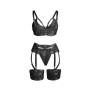 SUBBLIME - 955243 ENSEMBLE SOUTIEN-GORGE BONDAGE NOIR AVEC JARRETELLE L/XL