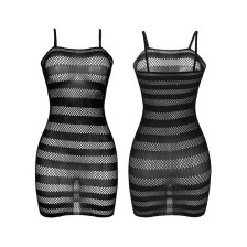 SUBBLIME - 951733 FISHNET DRESS WITH BLACK STRIPES ONE SIZE