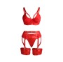 SUBBLIME - 955267 RED BONDAGE BRA WITH GARTER SET L/XL