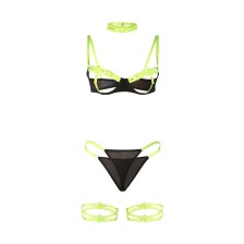 SUBBLIME - 955274 BH-SET MIT HALSKETTE UND BEINDETAILS FLUORESZIERENDES GRÜN S/M