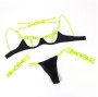 SUBBLIME - 955274 COMPLETO REGGISENO CON COLLANA E DETTAGLI GAMBA VERDE FLUORESCENTE S/M