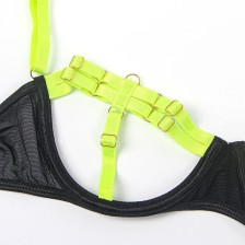 SUBBLIME - 955274 COMPLETO REGGISENO CON COLLANA E DETTAGLI GAMBA VERDE FLUORESCENTE S/M