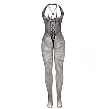 SUBBLIME - 951788 BODYSTOCKING LONG EN RESILLE AVEC BRETELLES SUR LA POITRINE ET LE DOS NOIR TAILLE UNIQUE