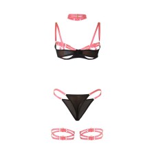 SUBBLIME - 955298 BH-SET MIT HALSKETTE UND BEINDETAILS FLUORESZIERENDES ROSA S/M