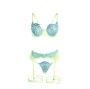 SUBBLIME - 955311 ENSEMBLE SOUTIEN-GORGE AVEC LIGNES DENTELLE ET JARRETELLE VERT ET BLEU S/M