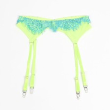 SUBBLIME - 955311 CONJUNTO DE SUTIÃ COM RENDA E LIGAS VERDE E AZUL S/M