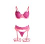 SUBBLIME - 955359 COMPLETO REGGISENO CON PIZZO E GIACCHETTI ROSA E VIOLA S/M