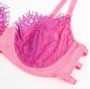 SUBBLIME - 955366 BRA SET WITH LACE AND GARTER LINES PINK AND PURPLE L/XL