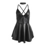 SUBBLIME - 955373 VESTIDO COM ALÇAS DE COURO PRETO S/M