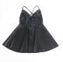 SUBBLIME - 955380 ROBE À BRETELLES EN CUIR NOIR L/XL