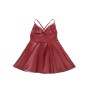 SUBBLIME - 955397 ROBE À BRETELLES EN CUIR BORDEAUX S/M