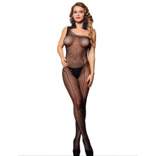 SUBBLIME - 952037 ONE SHOULDER FISHNET BODYSTOCKING WITH DIAMONDS BLACK ONE SIZE