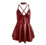SUBBLIME - 955403 KLEID MIT BURGUNDERROTEN LEDERTRÄGERN L/XL