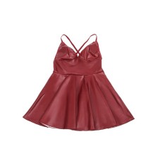 SUBBLIME - 955403 KLEID MIT BURGUNDERROTEN LEDERTRÄGERN L/XL