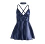 SUBBLIME - 955427 ABITO CON SPALLINE IN PELLE BLU L/XL