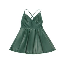 SUBBLIME - 955434 ABITO CON SPALLINE IN PELLE VERDE S/M