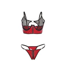 SUBBLIME - 955533 REGGISENO IN VERNICE ROSSA CON CERNIERA E REGGISENO A MAGLIA S/M