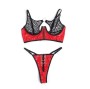 SUBBLIME - 955533 RED PATENT LEATHER MESH ZIPPER BRA SET S/M