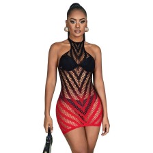 SUBBLIME - 952242 ROBE RÉSILLE ÉLASTIQUE DÉGRADÉ ROUGE ET NOIR TAILLE UNIQUE