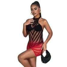 SUBBLIME - 952242 ROBE RÉSILLE ÉLASTIQUE DÉGRADÉ ROUGE ET NOIR TAILLE UNIQUE