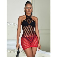 SUBBLIME - 952242 ROBE RÉSILLE ÉLASTIQUE DÉGRADÉ ROUGE ET NOIR TAILLE UNIQUE