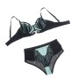 SUBBLIME - 955557 CONJUNTO DE SUTIÃ DE COURO VERDE COM ZÍPER DE MALHA S/M