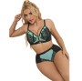 SUBBLIME - 955564 GRÜNES LACKLEDER-NETZ-ZIPPER-BH-SET L/XL