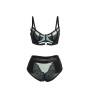 SUBBLIME - 955564 CONJUNTO DE SUTIÃ DE COURO VERDE COM ZÍPER DE MALHA L/XL