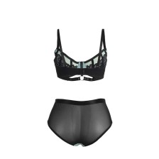 SUBBLIME - 955564 GRÜNES LACKLEDER-NETZ-ZIPPER-BH-SET L/XL