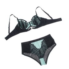 SUBBLIME - 955564 ENSEMBLE SOUTIEN-GORGE EN CUIR VERNI VERT AVEC FERMETURE ÉCLAIR L/XL