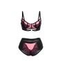 SUBBLIME - 955571 CONJUNTO DE SUTIÃ DE COURO VERDE COM ZÍPER DE MALHA ROSA P/M