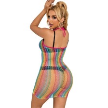 SUBBLIME - 952341 RAINBOW FISHNET DRESS ONE SIZE