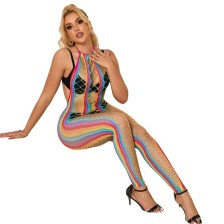 SUBBLIME - 952358 RAINBOW HALTER NECK FISHNET VESTIDO TAMANHO ÚNICO