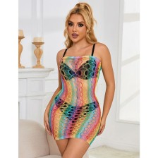 SUBBLIME - 952365 RAINBOW BARE SHOULDER FISHNET VESTIDO TAMANHO ÚNICO