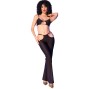 CHILIROSE - CR 4851 SET TOP E LEGGINGS NERI CON ACCESSORI DORATI L