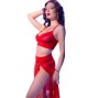 CHILIROSE - CR 4850 ENSEMBLE TOP ET LEGGINGS ROUGE AVEC ACCESSOIRES DORÉS L