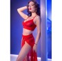 CHILIROSE - CR 4850 ENSEMBLE TOP ET LEGGINGS ROUGE AVEC ACCESSOIRES DORÉS L