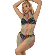 SUBBLIME - 952433 RAINBOW HOHER KRAGEN RMELLOSER NETZ KLEID EINE GRÖSSE