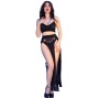 CHILIROSE - CR 4672 GONNA TOP NERA E PERIZOMA CON CATENE ORO L