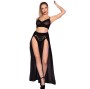 CHILIROSE - CR 4672 SAIA TOP PRETA E TANGA COM CORRENTES DOURADAS XL