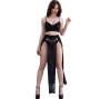 CHILIROSE - CR 4672 SAIA TOP PRETA E TANGA COM CORRENTES DOURADAS XL