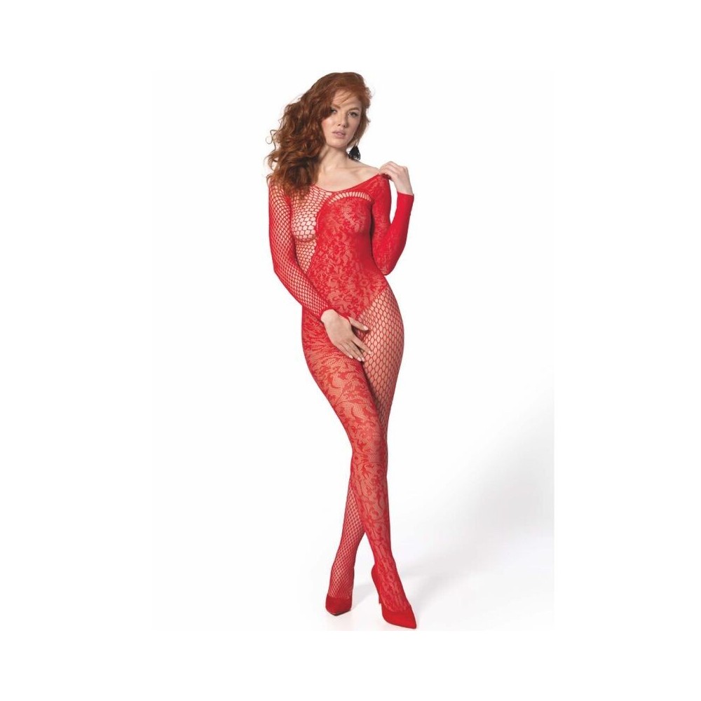 PASSION - BS 107 BODYSTOCKING RED ONE SIZE