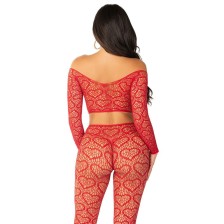 LEG AVENUE - CROP TOP + STOCKINGS RED ONE SIZE