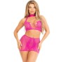 LEG AVENUE - OFFENES SPITZENTOP UND -ROCK IN FUCHSIA