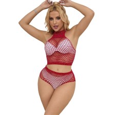 SUBBLIME - 952402 FISHNET SET WITH RED DIAMONDS ONE SIZE