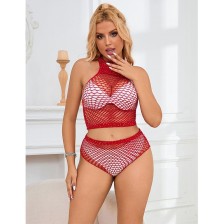 SUBBLIME - 952402 FISHNET SET WITH RED DIAMONDS ONE SIZE