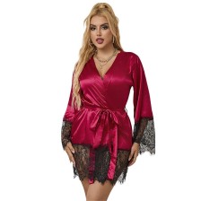 SUBBLIME - 953829 ELEGANTER SPITZENPYJAMAS + TANGA ROT L/XL